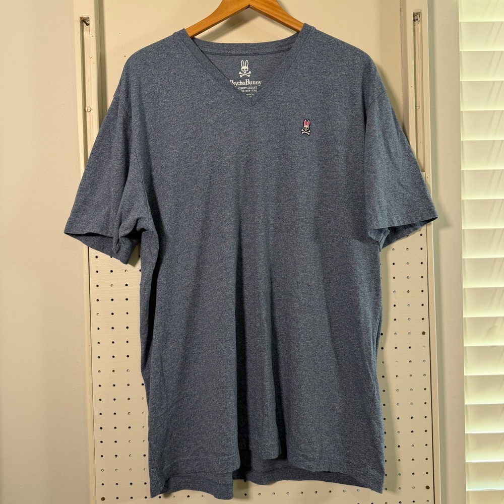 Psycho Bunny T-Shirt Men's Heather Blue Embroidered Logo Short Sleeve - 8 2XL